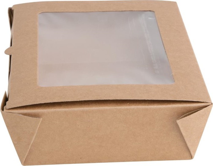  Fiesta Recycelbare Salatbox mit PET-Fenster 1600ml (Packung mit 100 St&uuml;ck) 