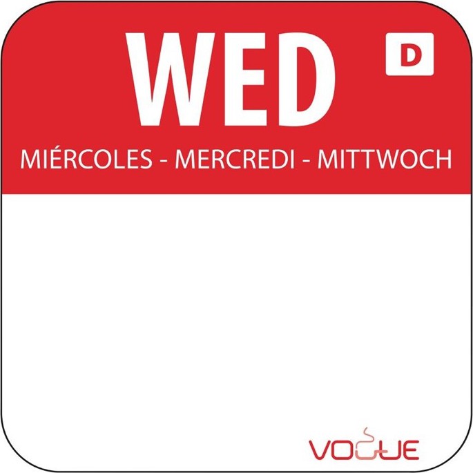  Vogue Selbstaufl&ouml;sende Lebensmittelrotationsetiketten Mittwoch 
