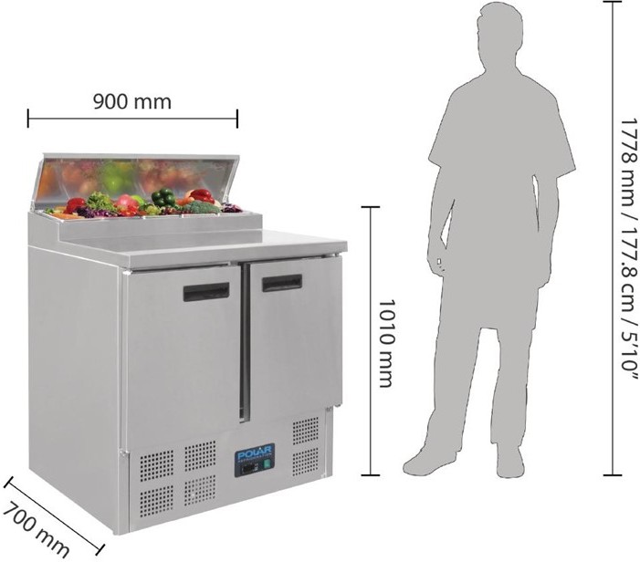  Polar Serie G Pizzak&uuml;hltisch Saladette 2-t&uuml;rig 254L 