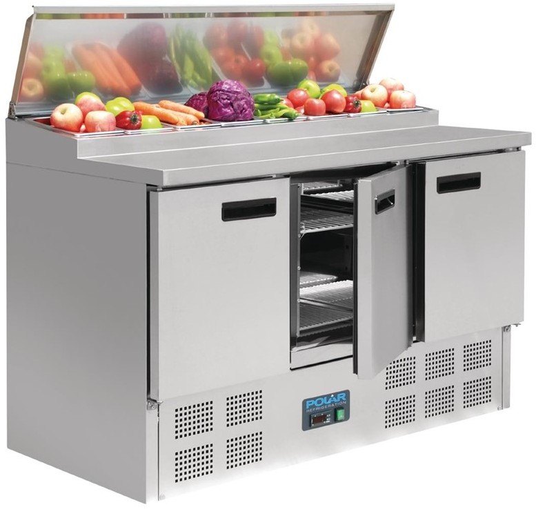  Polar Serie G gek&uuml;hlte Saladette und Pizzatisch 390 Liter 