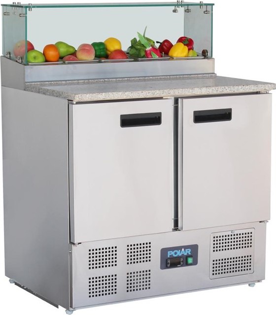  Polar G-Serie 2-t&uuml;rige Pizzak&uuml;hltheke mit K&uuml;hlvitrine 256L 