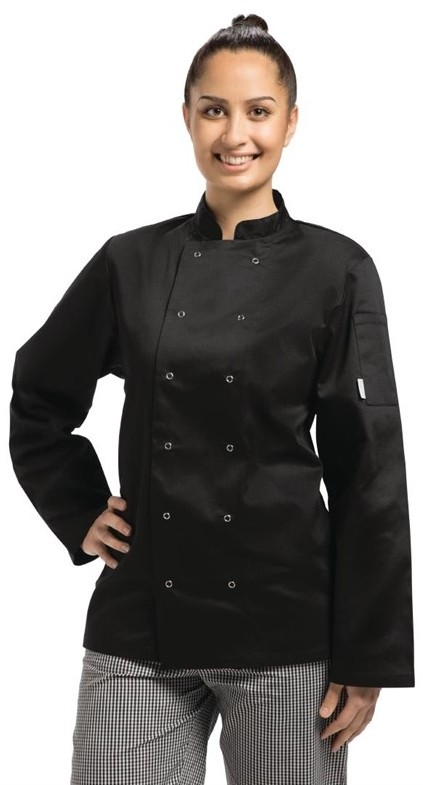  Whites Vegas Kochjacke lange &Auml;rmel schwarz 