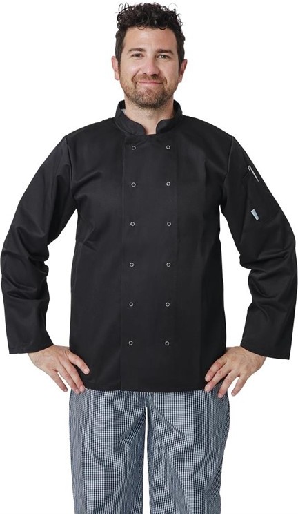  Whites Vegas Kochjacke lange &Auml;rmel schwarz 
