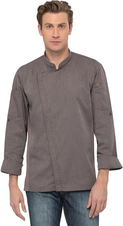  Chef Works Hartford Kochjacke Unisex mit Rei&szlig;verschluss lang&auml;rmlig grau 