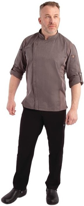  Chef Works Hartford Kochjacke Unisex mit Rei&szlig;verschluss lang&auml;rmlig grau 