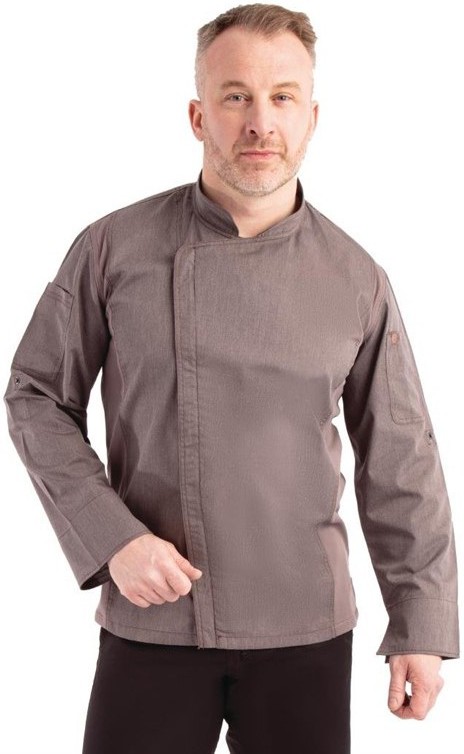  Chef Works Hartford Kochjacke Unisex mit Rei&szlig;verschluss lang&auml;rmlig grau 