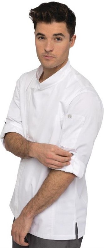  Chef Works Hartford Kochjacke Unisex mit Rei&szlig;verschluss lang&auml;rmlig wei&szlig; 