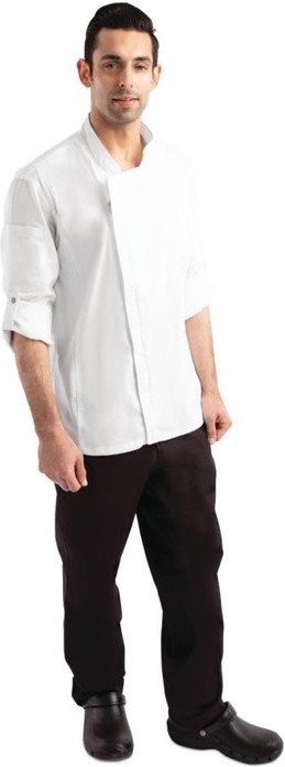  Chef Works Hartford Kochjacke Unisex mit Rei&szlig;verschluss lang&auml;rmlig wei&szlig; 