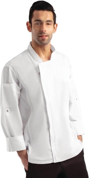  Chef Works Hartford Kochjacke Unisex mit Rei&szlig;verschluss lang&auml;rmlig wei&szlig; 