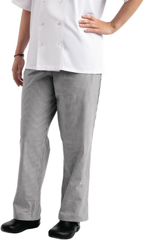  Whites Unisex Kochhose Easyfit schwarz wei&szlig; kleinkariert 