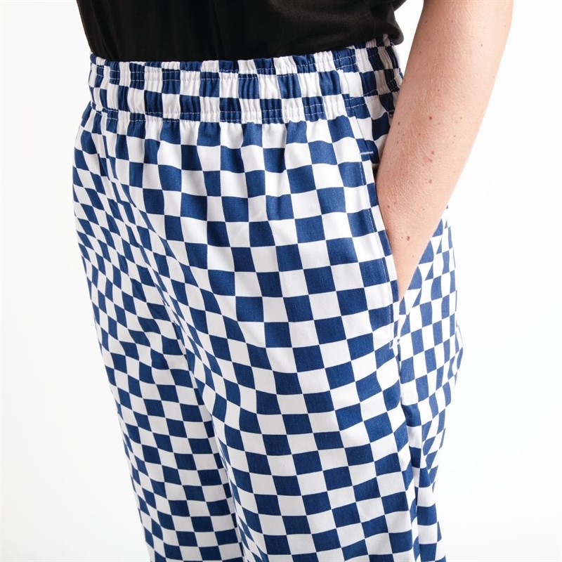  Whites Unisex Kochhose Easyfit blau/wei&szlig; gro&szlig;kariert 