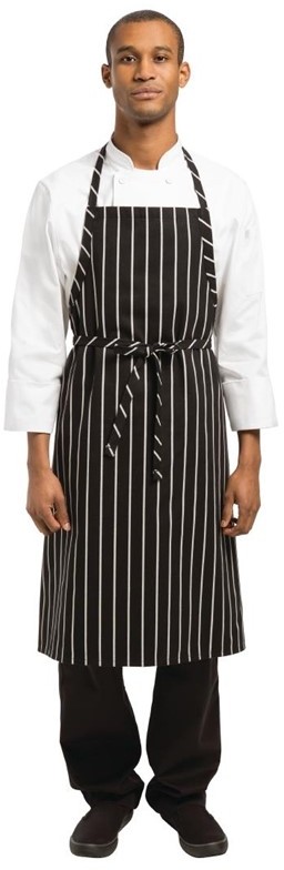  Chef Works Premium Latzsch&uuml;rze schwarz-wei&szlig; gestreift 