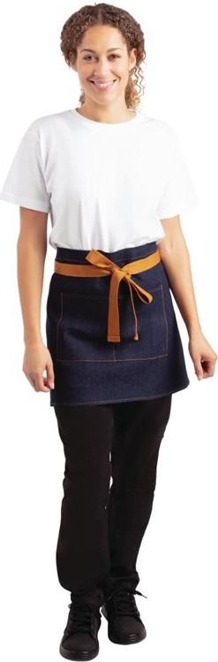  Whites Southside kurze Bistrosch&uuml;rze Denim blau mit hellbraunen B&auml;ndern 