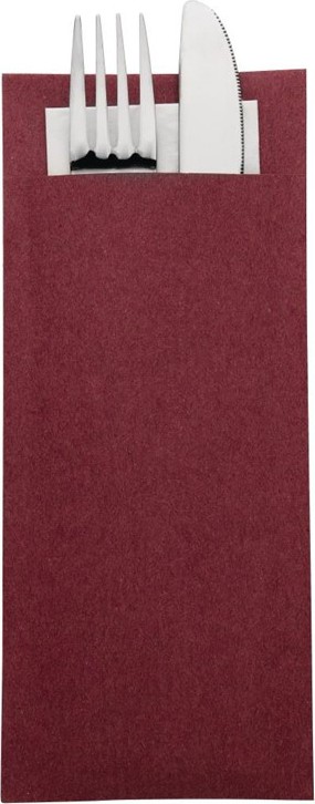  Europochette Burgund Besteckbeutel mit wei&szlig;er Serviette (Box 500) (500 St&uuml;ck) 