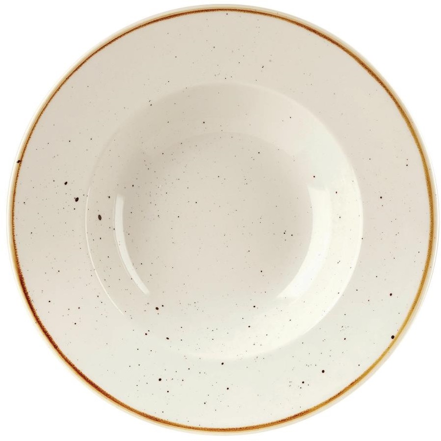  Churchill Stonecast, runde Sch&uuml;ssel mit breitem Rand, Gerstenwei&szlig;, 280 mm (12 St&uuml;ck) 