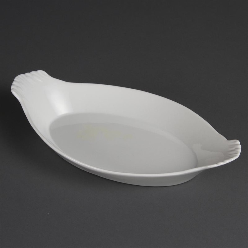  Olympia Whiteware ovale Gratinschalen wei&szlig; 32 x 17,7cm 
