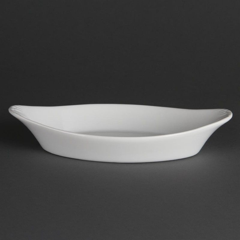  Olympia Whiteware ovale Gratinschalen wei&szlig; 25,3 x 14cm 