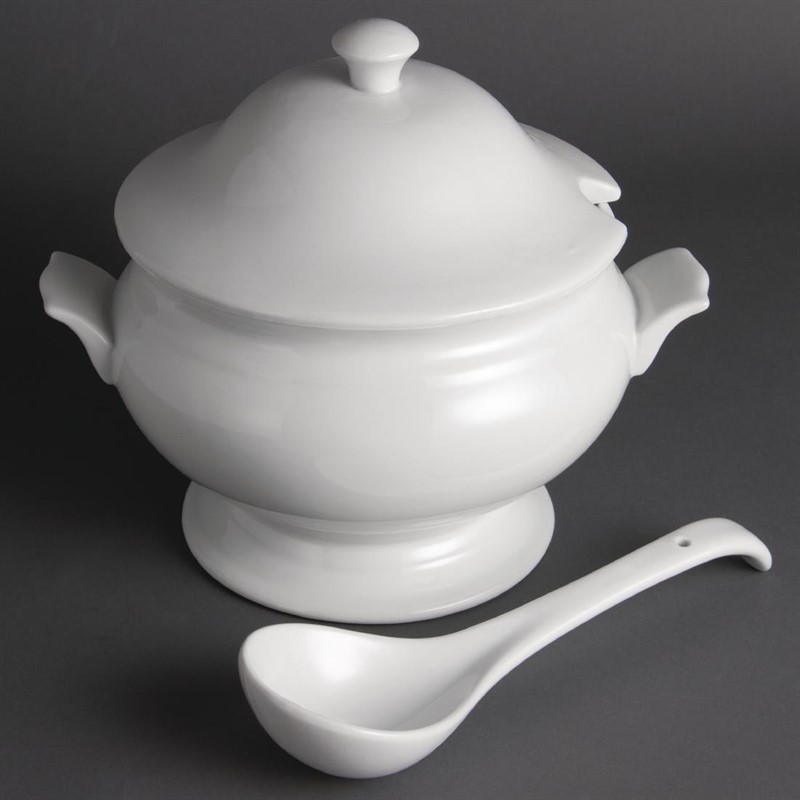  Olympia Whiteware Suppenterrine und Kelle 2,5L 