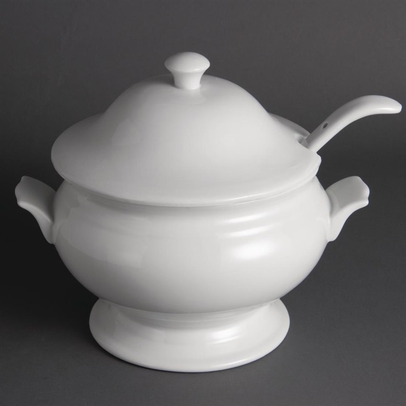  Olympia Whiteware Suppenterrine und Kelle 2,5L 