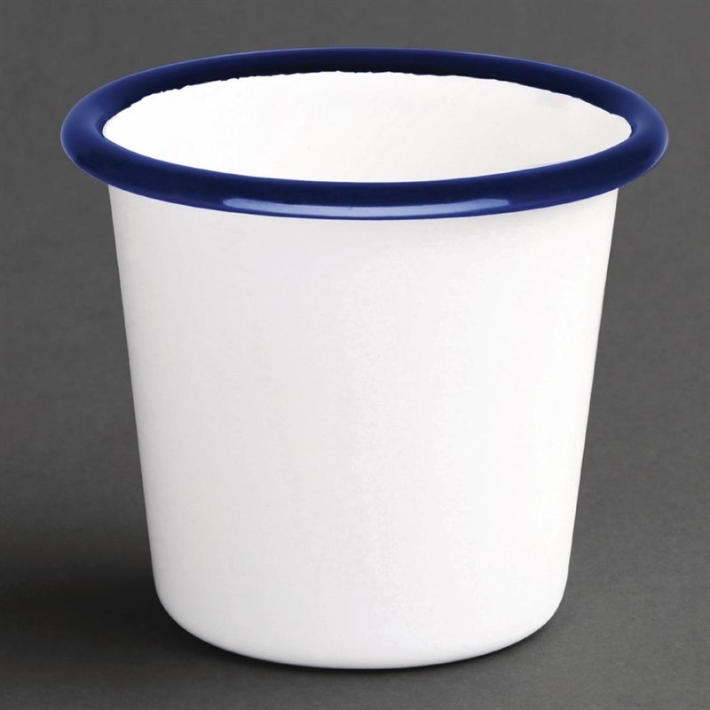  Olympia emaillierte Saucenbecher wei&szlig;-blau 11,4cl 