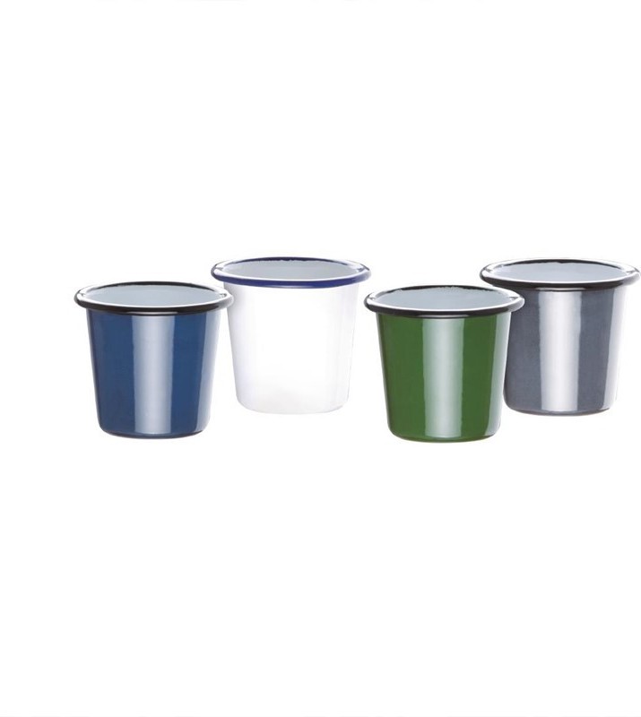 Olympia emaillierte Saucenbecher wei&szlig;-blau 11,4cl 