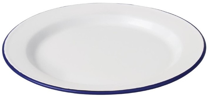  Olympia emaillierte Essteller wei&szlig;-blau 30cm 