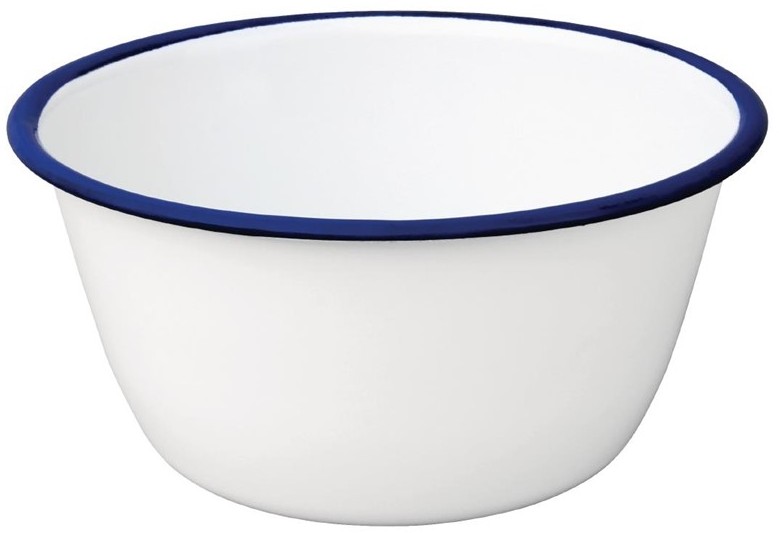  Olympia emaillierte Dessertschalen wei&szlig;-blau 7,5cm 