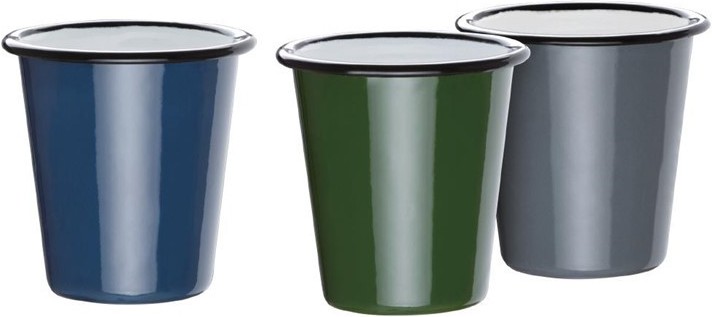  Olympia emaillierte Becher grau-schwarz 31cl 