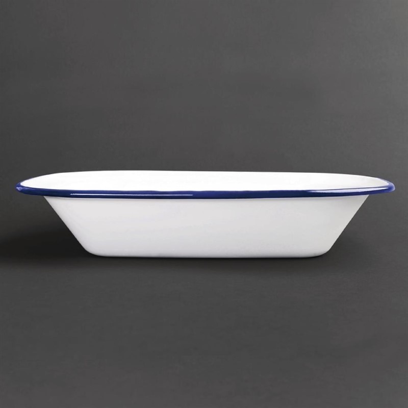  Olympia rechteckige Speiseschale wei&szlig;-blau 19 x 28cm 