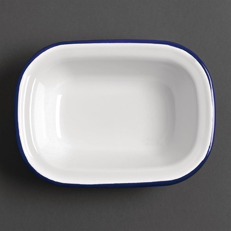  Olympia rechteckige Speiseschale wei&szlig;-blau 13,5 x 18cm 