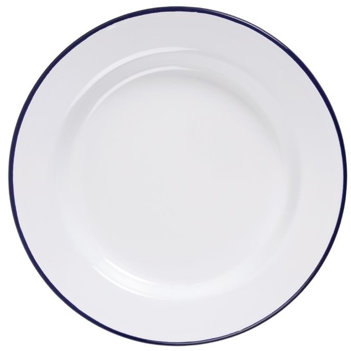  Olympia emaillierte Essteller wei&szlig;-blau 24,5cm 
