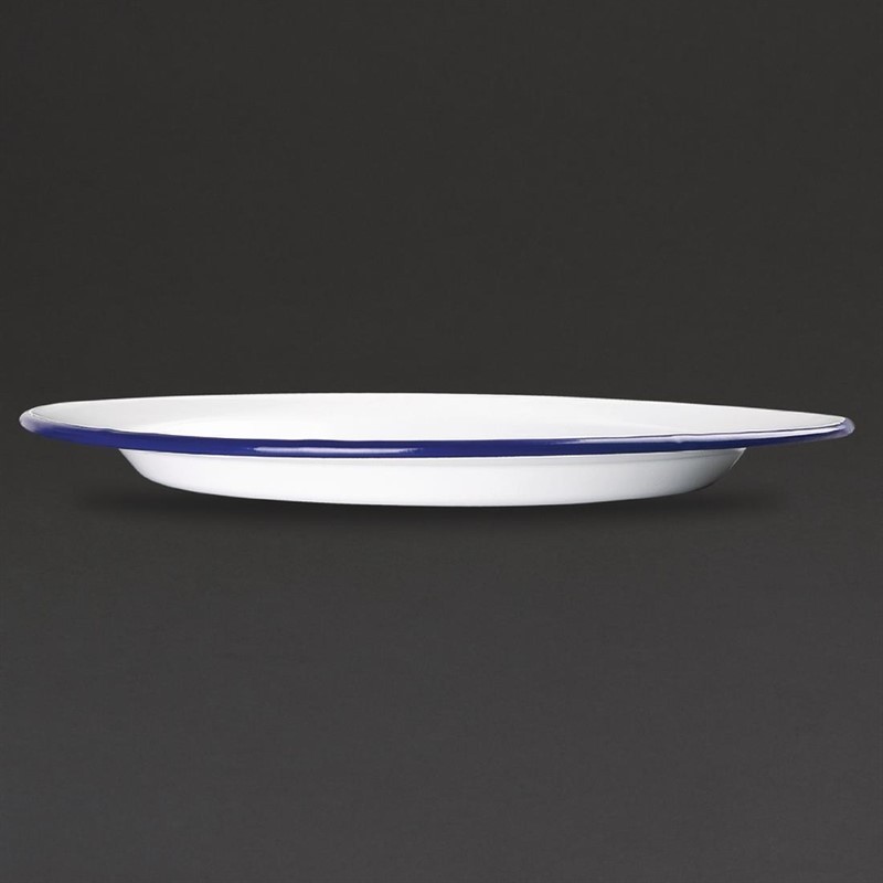  Olympia emaillierte Essteller wei&szlig;-blau 24,5cm 