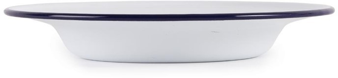  Olympia emaillierte Suppenteller wei&szlig;-blau 24,5cm 