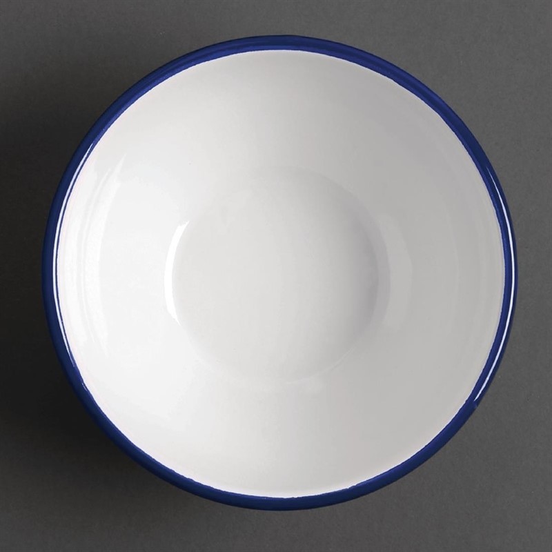  Olympia emaillierte Dessertschalen wei&szlig;-blau 6cm 