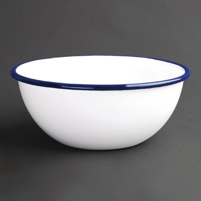  Olympia emaillierte Dessertschalen wei&szlig;-blau 6cm 
