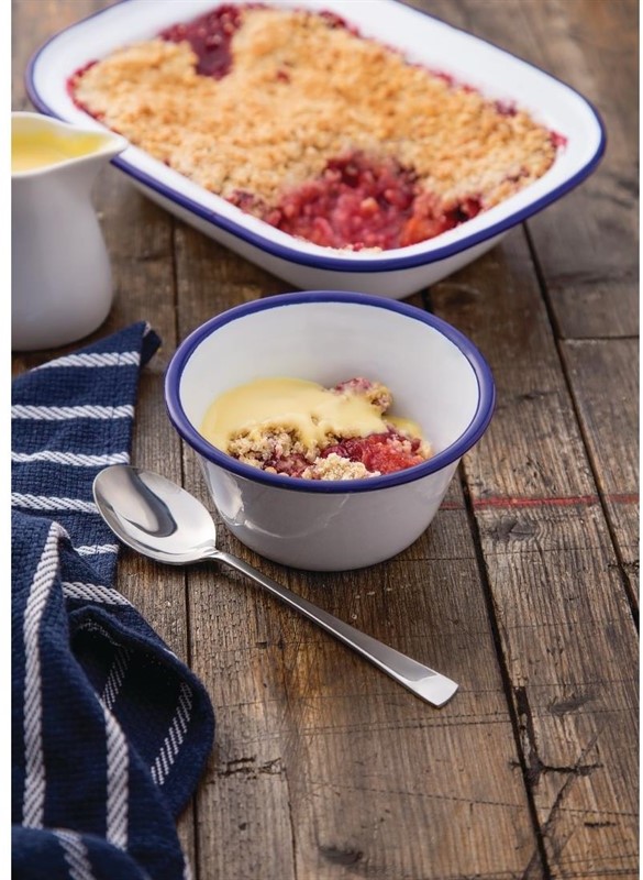  Olympia emaillierte Dessertschalen wei&szlig;-blau 6cm 