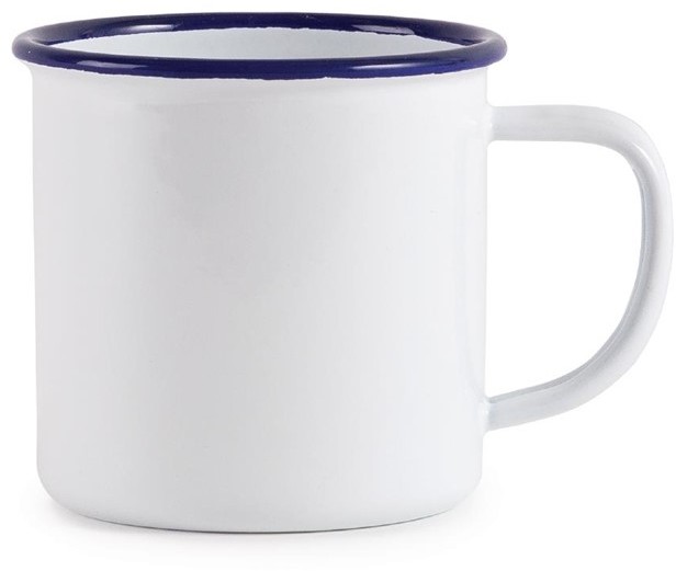  Olympia emaillierte Tassen wei&szlig;-blau 35cl 
