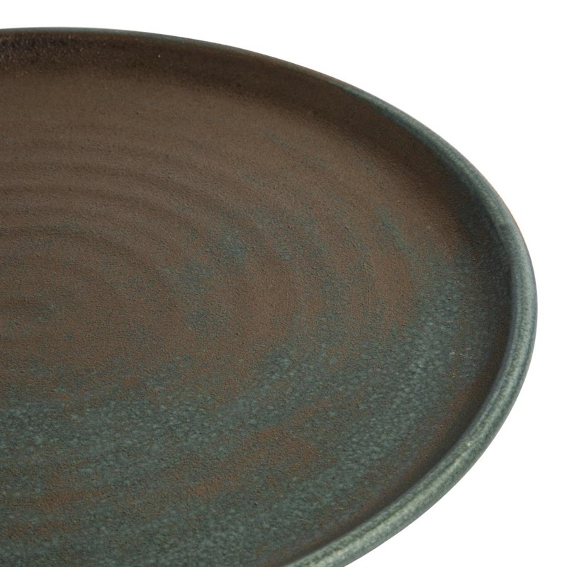  Olympia Canvas runder Teller mit schmalem Rand dunkelgr&uuml;n 26,5cm 