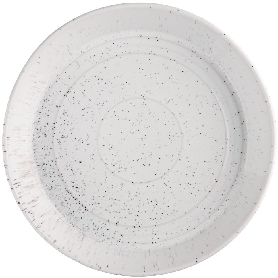  Olympia Cavolo Flache runde Schale wei&szlig; gesprenkelt 220mm (4 St&uuml;ck) 