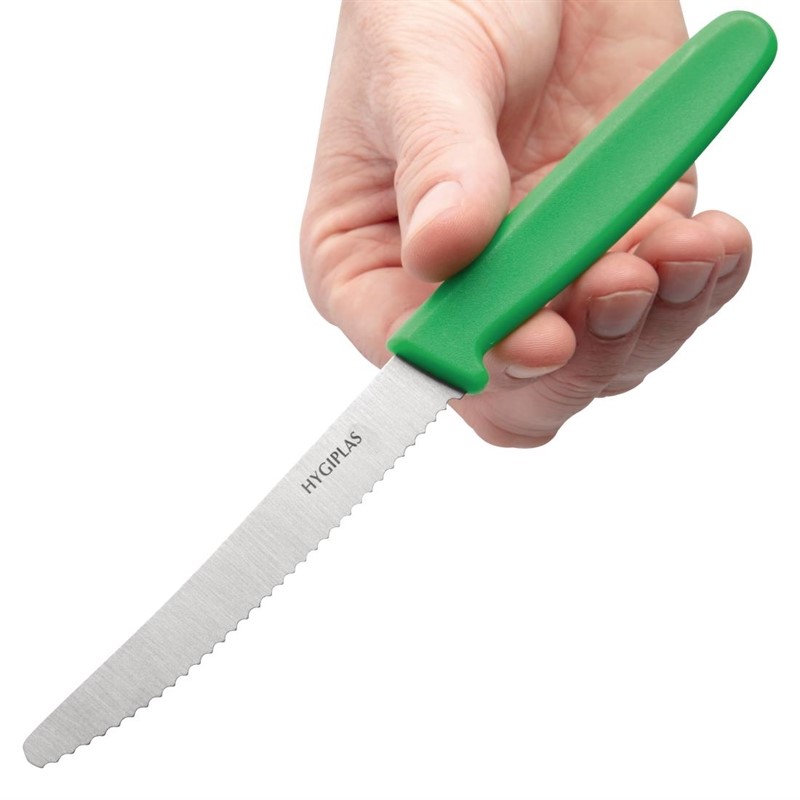  Hygiplas Tomatenmesser mit Wellenschliff 10cm gr&uuml;n 