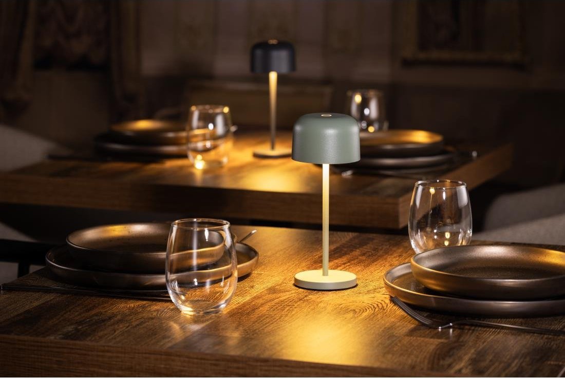  Olympia Siena Tischlampe Runde Kuppel Salbei 200mm 