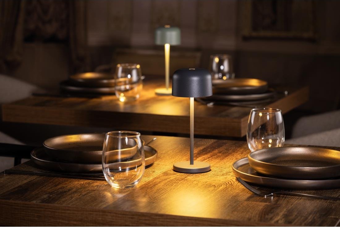  Olympia Siena Tischlampe Runde Kuppel Grau 200mm 