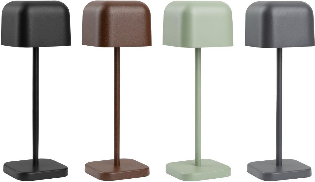  Olympia Lucca Tischlampe quadratische Kuppel Schwarz 200mm 