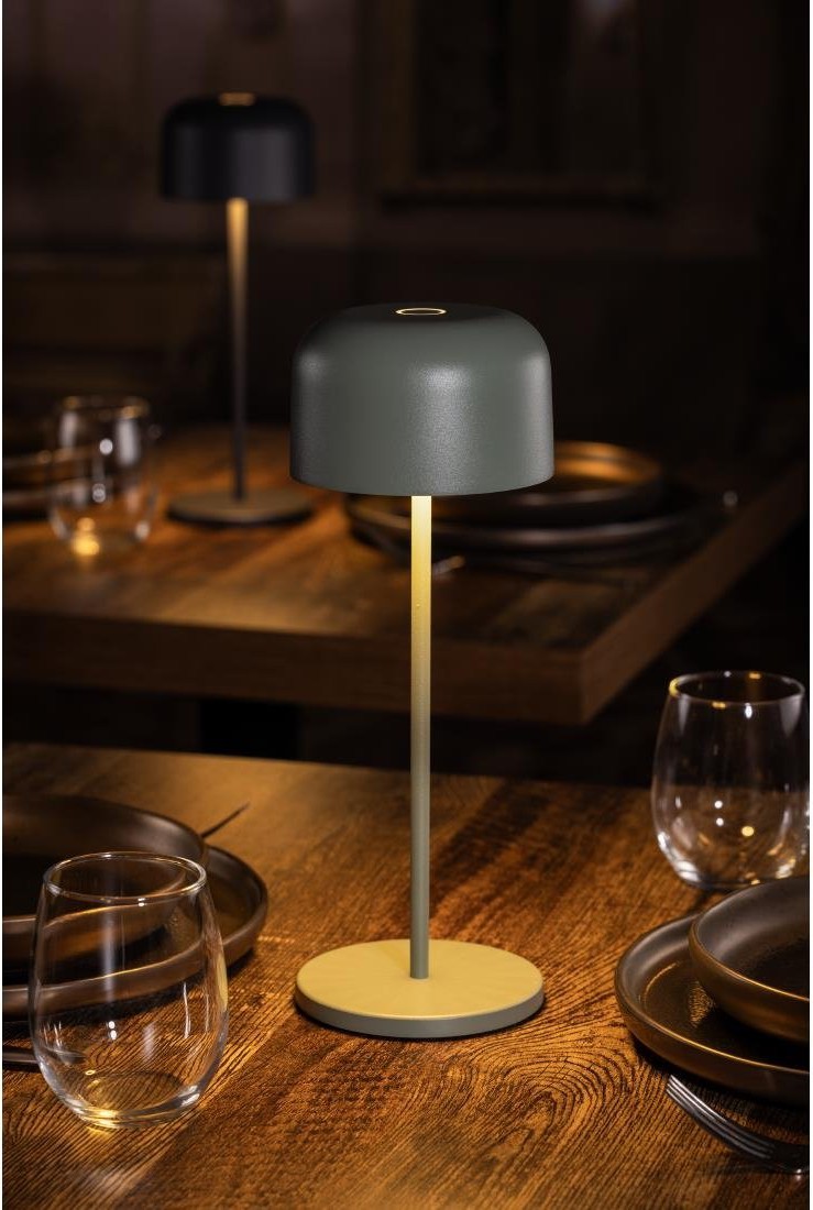  Olympia Siena Tischlampe Runde Kuppel Salbei 300mm 
