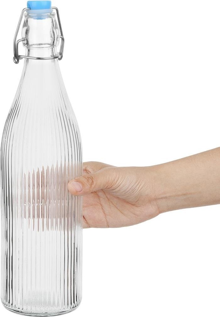  Olympia Glasflaschen mit Riffelung und Swing-Top 1Ltr (6 St&uuml;ck) 