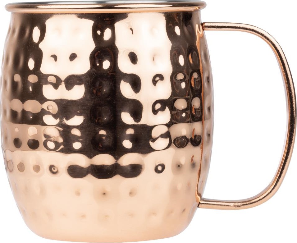  Olympia Barbedarf Hammered Edelstahlkupferbeschichtete Becher 440ml (6 St&uuml;ck) 