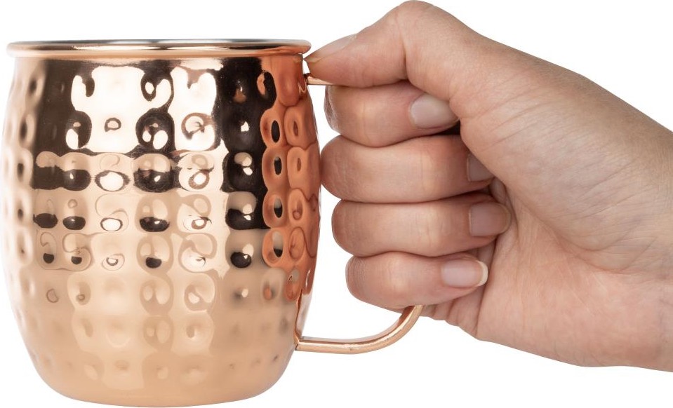  Olympia Barbedarf Hammered Edelstahlkupferbeschichtete Becher 440ml (6 St&uuml;ck) 