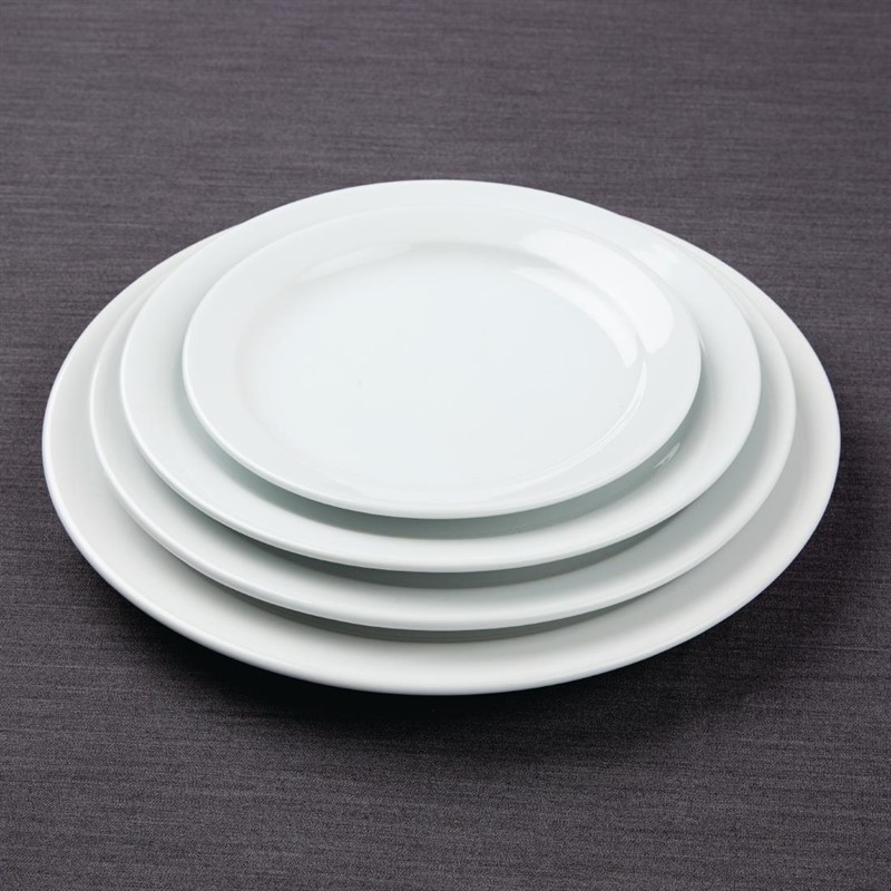  Athena Hotelware runde Teller mit schmalem Rand 25,4cm 
