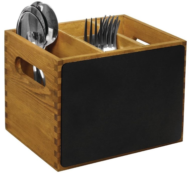  Olympia Besteckbeh&auml;lter Holz mit Tafel 