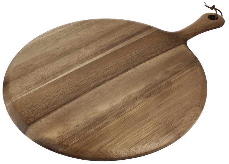  Olympia rundes Servierbrett Akazienholz mit Griff 33cm 
